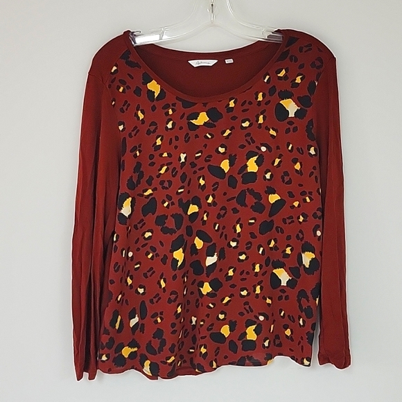 Reitmans petites xl Shirt cheetah print brown yellow black - Picture 1 of 7